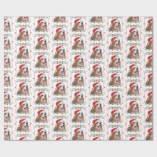 Beagle Kerst Hond Patroon Wrapping Papier (Vlak)