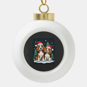Beagle Kerst hondeneigenaar Xmas vakantie pyjama L Keramische Bal Ornament