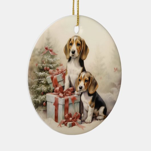  Beagle Kerst Keramisch Ornament (Rechts)