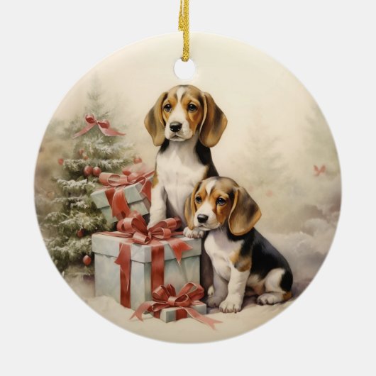  Beagle Kerst Keramisch Ornament (Achterkant)