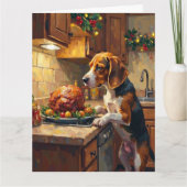 Beagle Kerst Keuken Ancounter Snuffelaar Kaart (Voorkant)