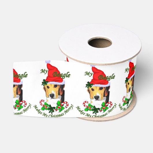 Beagle kerst Merry Grosgrain Lint (Spoel)