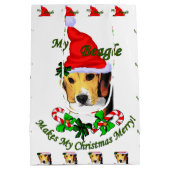 Beagle kerst Merry Medium Cadeauzakje (Achterkant)