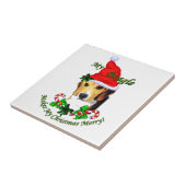 Beagle kerst Merry Tegeltje (Zijkant)
