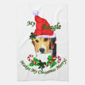 Beagle kerst Merry Theedoek (Verticaal)