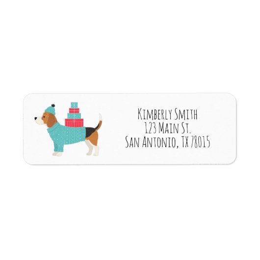 Beagle Kerst Retouradres Etiket (Voorkant)
