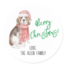 Beagle Kerst sticker