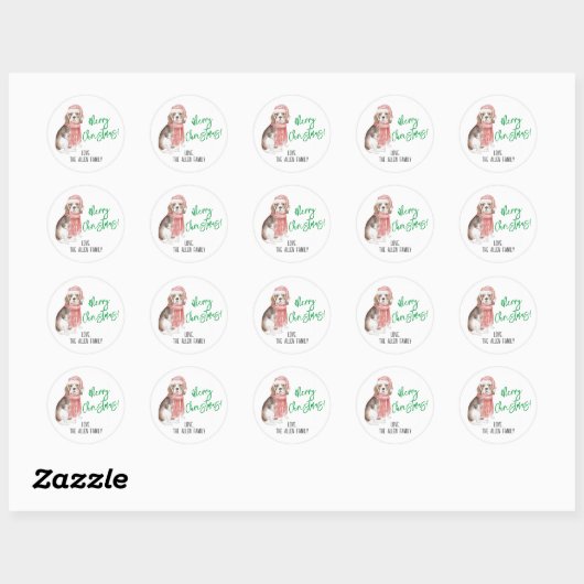 Beagle Kerst sticker (Vel)