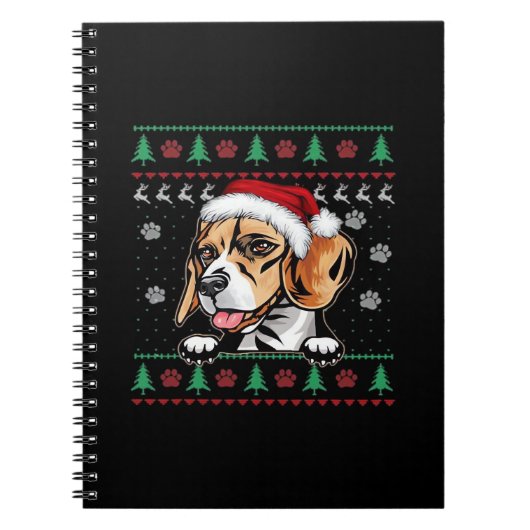 Beagle Kerst Uglyer Hond Xmas Oversized T-shirt Notitieboek (Voorkant)