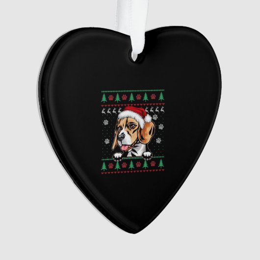 Beagle Kerst Uglyer Hond Xmas Oversized T-shirt Ornament (voorkant)