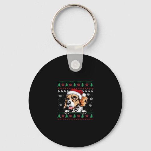 Beagle Kerst Uglyer Hond Xmas Oversized T-shirt Sleutelhanger (Voorkant)