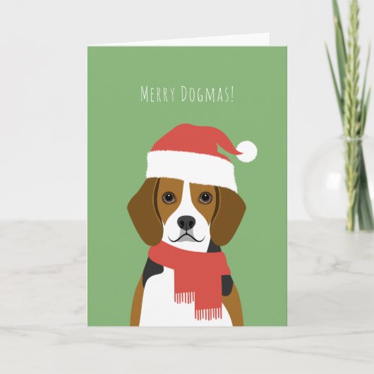 Beagle Kerst Vakantie Kaart (Voorkant)