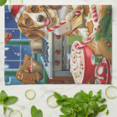 Beagle Kerstbakfeest: Festieve Kerstmis Theedoek (Gevouwen)