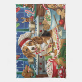 Beagle Kerstbakfeest: Festieve Kerstmis Theedoek (Verticaal)