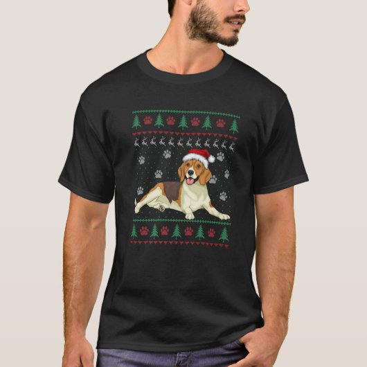 Beagle Kerstbeest Ugly Sweater voor Hondenliefhebb T-shirt (Voorkant)
