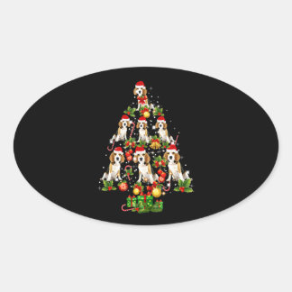 Beagle Kerstboom Beagle Hond Liefde Xmas Gift Ovale Sticker