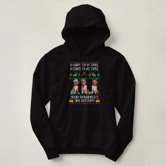 Beagle kerstboom Funny Pajama Beagle Lovers F Hoodie (Design voorkant)