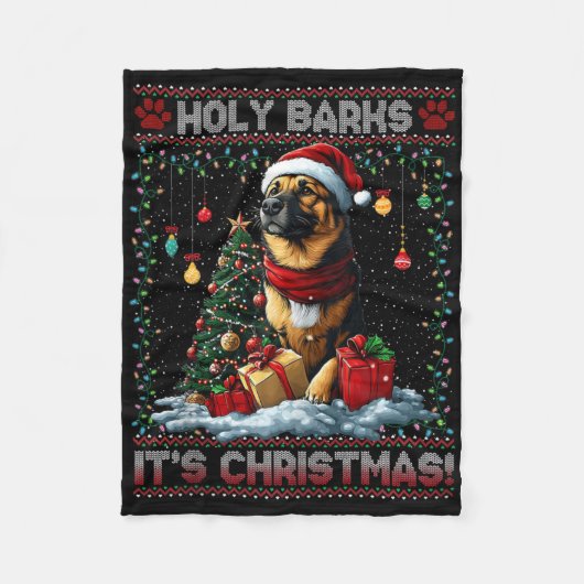 Beagle Kerstboom Lights Decorations Hondenliefhebb Fleece Deken (Voorkant)