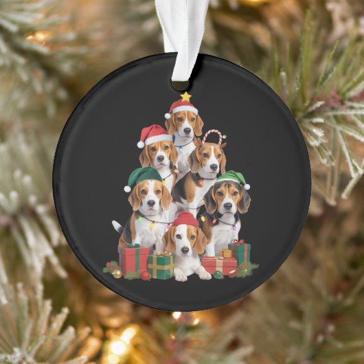 Beagle Kerstboom Met Kerstman Hoed Hond Moeder Hon Ornament (Boom)