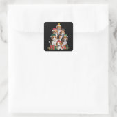 Beagle Kerstboom Met Sinterklaashoed Hondenmoeder Vierkante Sticker (Tas)