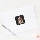 Beagle Kerstboom Met Sinterklaashoed Hondenmoeder Vierkante Sticker (Envelop)