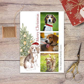 Beagle kerstboom Pet Dog Foto Feestdagenkaart