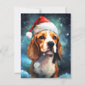 Beagle Kerstborstel schilderen kunstwerk Feestdagenkaart (Voorkant)