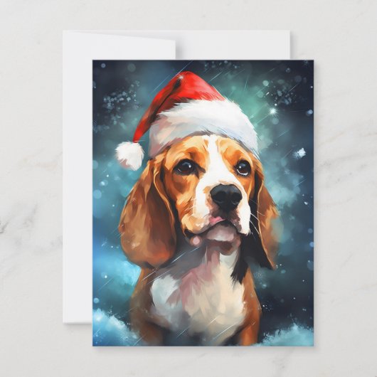 Beagle Kerstborstel schilderen kunstwerk Feestdagenkaart (Voorkant)
