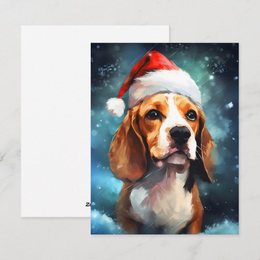 Beagle Kerstborstel schilderen kunstwerk Feestdagenkaart (Voorkant / Achterkant)
