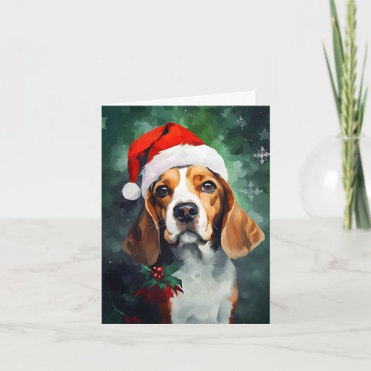 Beagle Kerstborstel schilderen kunstwerk Kaart (Voorkant)