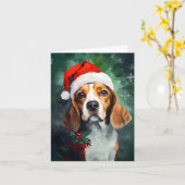 Beagle Kerstborstel schilderen kunstwerk Kaart (Gele Bloem)