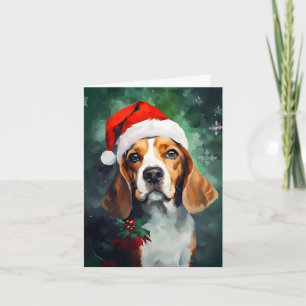 Beagle Kerstborstel schilderen kunstwerk Kaart