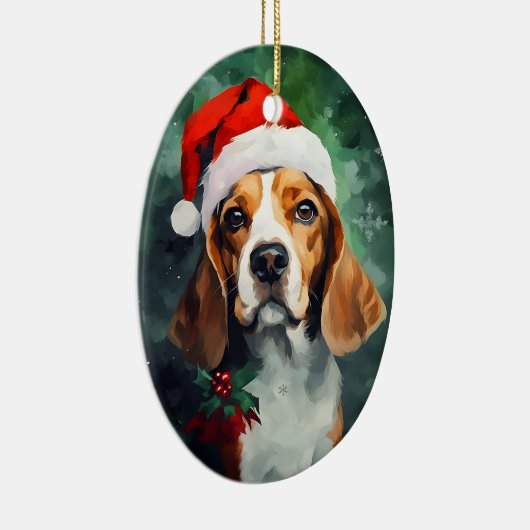 Beagle Kerstborstel schilderen kunstwerk Keramisch Ornament (Rechts)