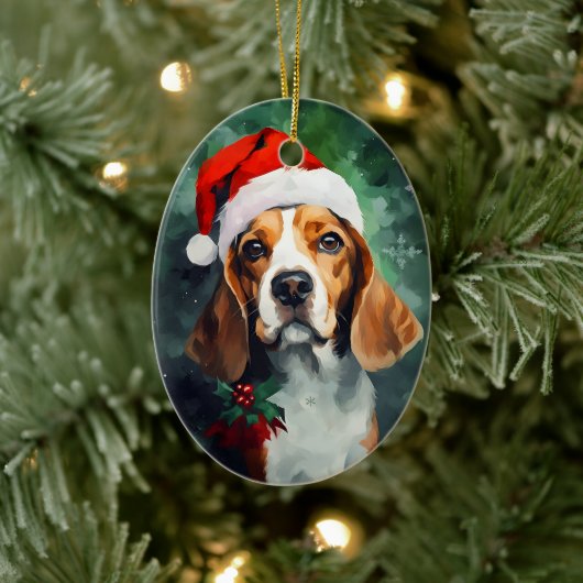Beagle Kerstborstel schilderen kunstwerk Keramisch Ornament (Boom)