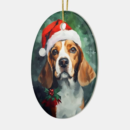 Beagle Kerstborstel schilderen kunstwerk Keramisch Ornament (Links)
