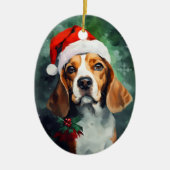 Beagle Kerstborstel schilderen kunstwerk Keramisch Ornament (Voorkant)
