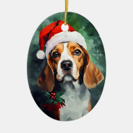 Beagle Kerstborstel schilderen kunstwerk Keramisch Ornament (Voorkant)