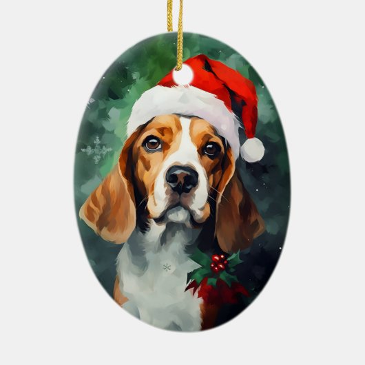 Beagle Kerstborstel schilderen kunstwerk Keramisch Ornament (Achterkant)