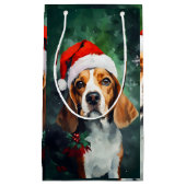 Beagle Kerstborstel schilderen kunstwerk Klein Cadeauzakje (Voorkant)