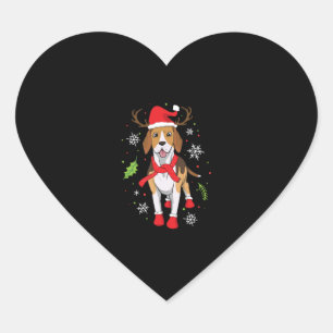 Beagle kerstcadeau hart sticker