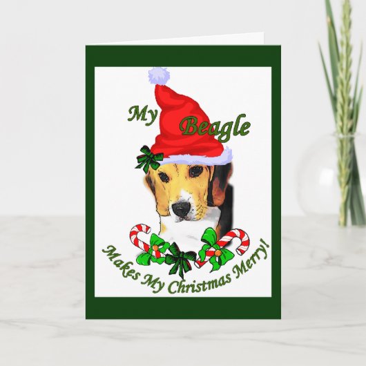 Beagle kerstcadeaus feestdagen kaart (Voorkant)