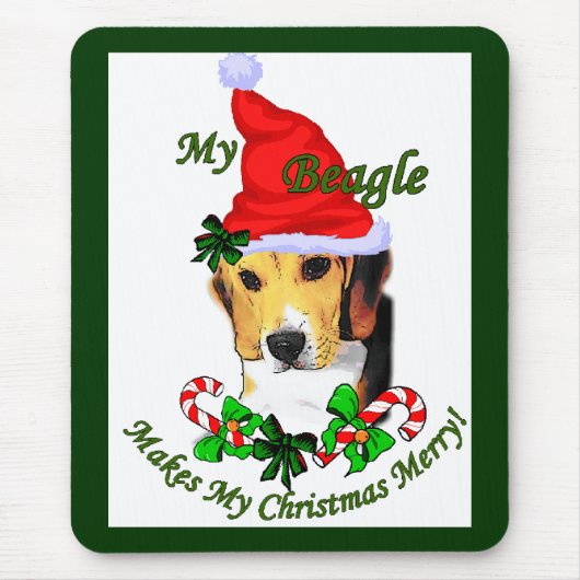 Beagle kerstcadeaus muismat (Voorkant)