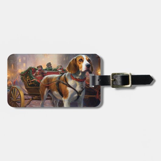 Beagle Kerstfeest Seizoen Bagagelabel (Voorkant horizontaal)