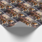 Beagle Kerstfeest Seizoen Cadeaupapier (Hoek)