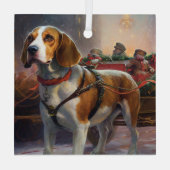 Beagle Kerstfeest Seizoen Glas Ornament (Achterkant)
