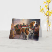 Beagle Kerstfeest Seizoen Kaart (Gele Bloem)