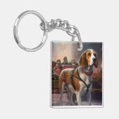 Beagle Kerstfeest Seizoen Sleutelhanger (Voorkant Links)