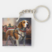 Beagle Kerstfeest Seizoen Sleutelhanger (Achterkant)
