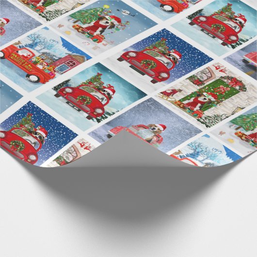 Beagle Kerstfoto Collage Cadeaupapier (Hoek)