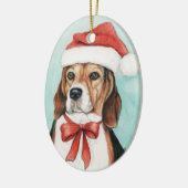 Beagle Kersthond Art Ornament (Links)